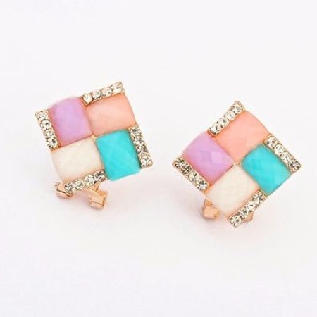 Multicolor Square Stud Earrings